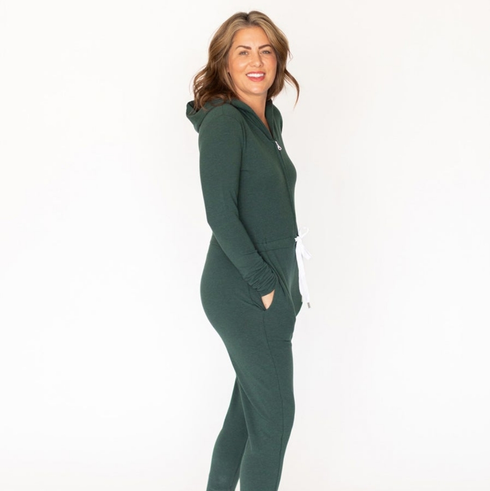 Women's Green Hooded Jumpsuit